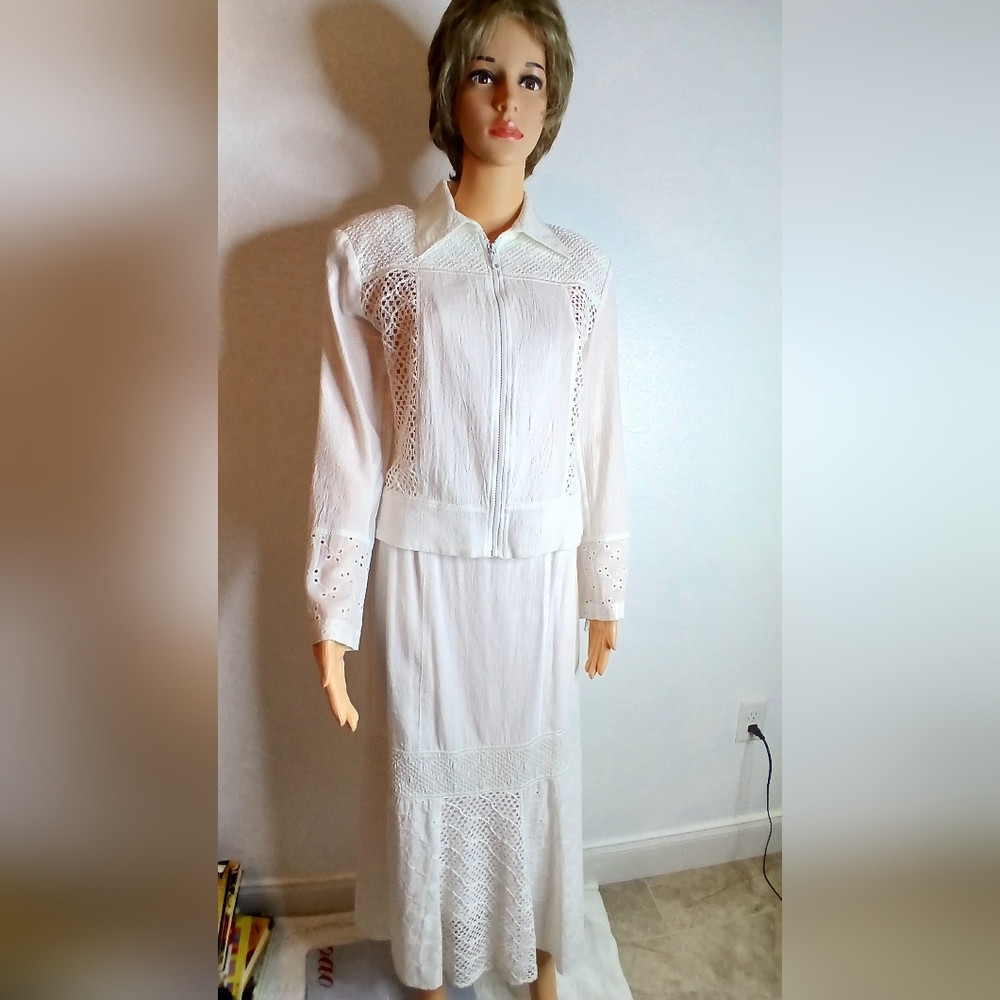 Vintage Tommy N Loulou Vintage 2 Piece White Dress Size Small
